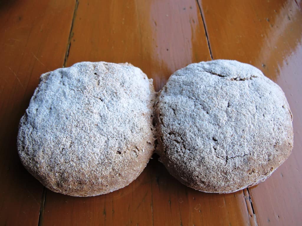 A pair of Vinschgerl, baked in the traditional way.