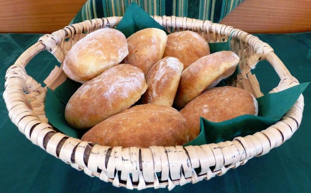 Zedl (Upper Austrian Yeast Dough Breads) in a basket