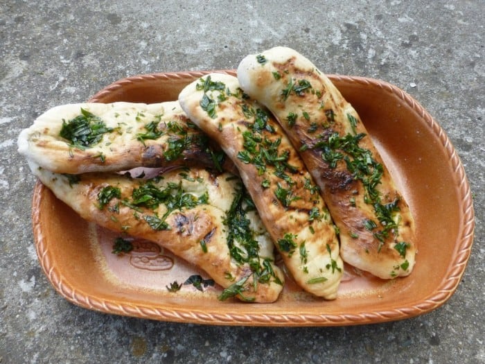 BBQ'd flatbreads with fresh herb oil