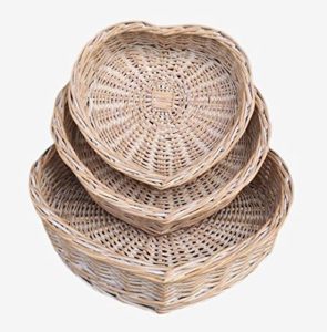 Heart Shaped Wicker Tray Set