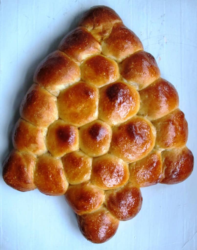 Christmas tree bread with pull apart buns