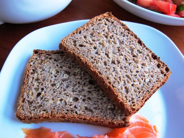 German sunflower seed bread with salmon
