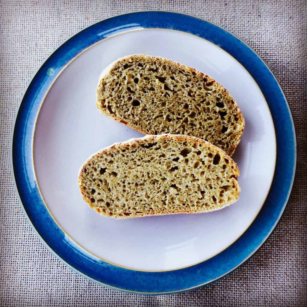 Stewed rhubarb bread